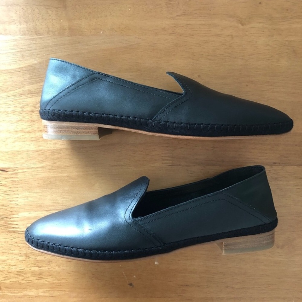 Soludos Black Leather Venetian Loafers